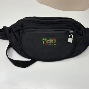 Korus Sports Vintage Large Fanny Pack Belt Bag Black Adjustable Strap Zip Pocket - Picture 1 of 6