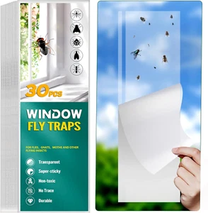 30 Pack Fruit Fly Traps Indoor, Non-Toxic Window Fly Trap Catcher Clear Trap for - Picture 1 of 12