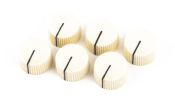 6ea Genuine Fender Vintage White Amplifier Knobs