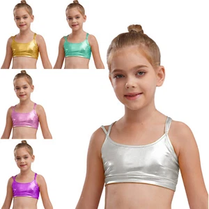 Girls Tops Stage Costume Sports Dancewear Modern Camisole Ballet Tees Jazz Gym - Picture 1 of 78