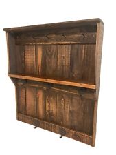 Rustic Entryway Organizer  with Coat Hangers, Key Hooks, And Display Shelf