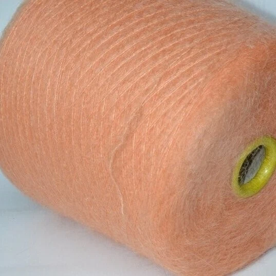 Orange italian mohair with silk yarns on cone, 0.22 lb /100 grams for Knitting - Image 1 of 1