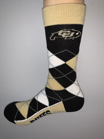 COLORADO BUFFALOES NCAA COLLEGE ARGYLE DRESS CREW LENGTH SOCKS MENS MEDIUM Q Cover