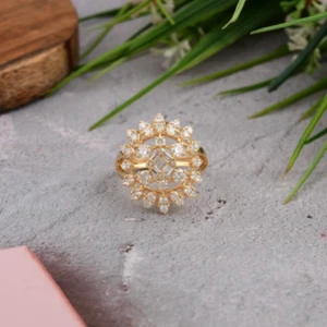 1.60 Ct Lab Grown CVD Baguette Diamond Cluster Ring 18k Yellow Solid Gold - Picture 1 of 8