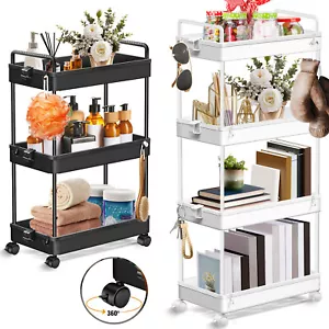 Multi-tier Trolley on Wheels Kitchen Storage Utility Cart Shelves Rolling 2025 - Picture 1 of 80