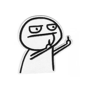 Meme Rage Face Middle Finger Flip Off – Embroidered Iron on Patch - Picture 1 of 2