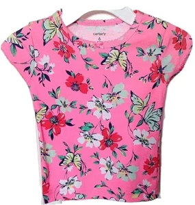 Carter’s Baby Mädchen 6 Monate rosa Blumen Schmetterling Print Pullover S/S T-Shirt neu - Bild 1 von 6