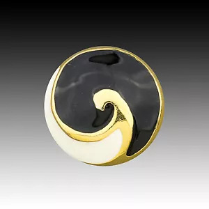 Hochwertiger Vintage Metall Knopf Gold Farbe Weiß & Schwarz Emaille Wirbel 40002020 - Bild 1 von 1