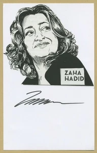 Zaha Hadid (1950-2016) - Architetto iracheno e britannico - Rara cartolina firmata - 2012 - Foto 1 di 2