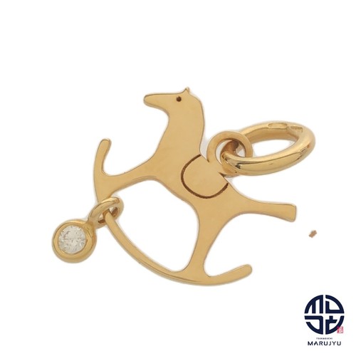HERMÈS Ciondolo Hermes Au750 oro giallo 18 carati Dadauma ciondolo cavallo in legno superiore usato0