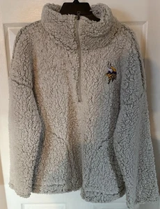Womens XL Extra Large Sherpa Minnesota Vikings NFL Sweater/Jacket/Pullover NWT - Picture 1 of 4