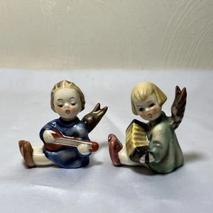 Vintage Goebel Hummel Germany Angel with Accordion & Lute Figurines Candleholder - Picture 1 of 11