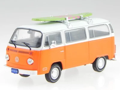 VW T2b Bus 1975 orange-white mit Surfboard diecast modelcar CLC302 IXO 1:43 - Image 1 of 4