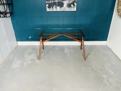 West Elm Jensen Glass Dining Table solid wood RRP £899 R37 - Image 1 of 4