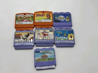 V TECH VSMILE LOT OF 7 GAME CARTS - WOW WOW WUBBZY SCOOBY DOO KUNG FU PANDA ELMO - Image 1 of 4