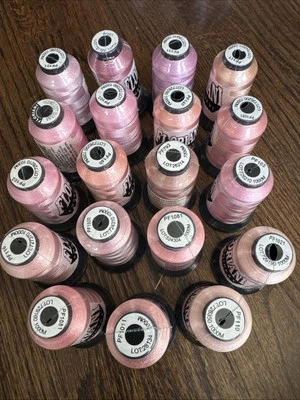 Lot of 19 Sealed FLORIANI Embroidery Thread Spools 1000m each. Variety Of Pink - Image 1 of 4