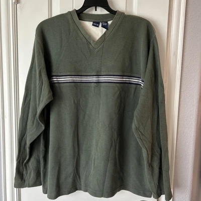 Cherokee Sweater XL Green Pullover 100% Cotton Long Sleeve V-Neck - Image 1 of 4