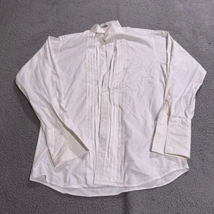 Vintage Burberry Shirt Mens Small White Button Up Pleated Tuxedo Casual Preppy - Picture 1 of 9
