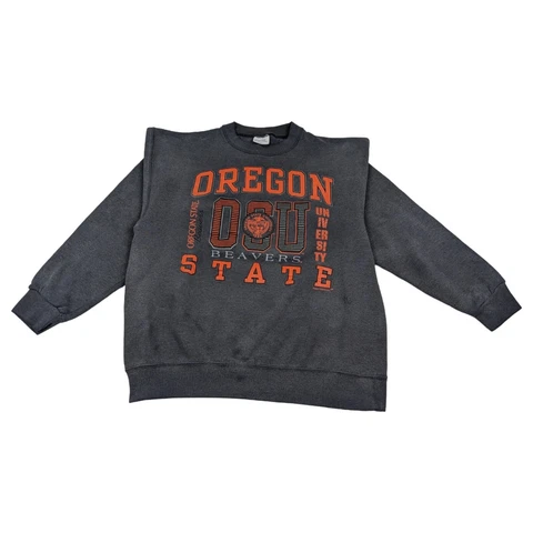 VTG Oregon State OSU Beavers Sweatshirt Mens Large Gray Pullover 90s Distressed Cover
