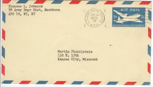 1960 APO 19 7ct Air Mail PSE - Frances L Johnson to Kansas City Missouri - Picture 1 of 1