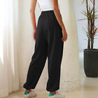 Woman Long Ankle Banded Pants Waist Loose Sporting Soft Trouser(Black S) BST