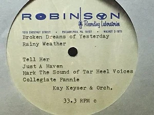 TRAVELERS wJimmy Dorsey, Roy Carroll, Hylton ROBINSON RECORDING TEST PRESSING]  - Picture 1 of 4