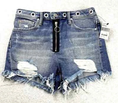 Mavi 短裤女式 27 蓝色破旧磨边下摆牛仔夏季垃圾休闲 — 第 1/4 张图片