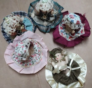 5pc Lot of Miniature 2" Sitting Porcelain/Ceramic Dolls Crafts Collectibles#BK44 - Picture 1 of 4
