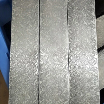 2PC Handmade Damascus Steel Billet Knife Blank Blade DIY Making Bar Wave Pattern - Image 1 of 2