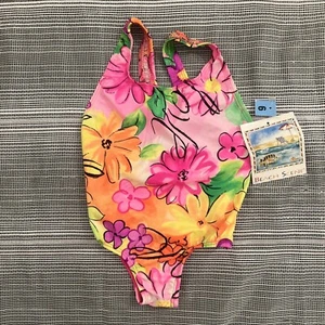 VINTAGE NWT BEACH SCENE GIRLS  1 PIECE BIKINI SWIMWEAR SIZE 5 - Picture 1 of 15