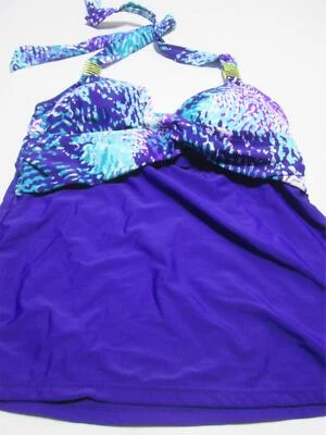 Catalina 女式 S 码 Tankini 海军蓝无线衬里吊带沙滩装泳装 — 第 1/4 张图片