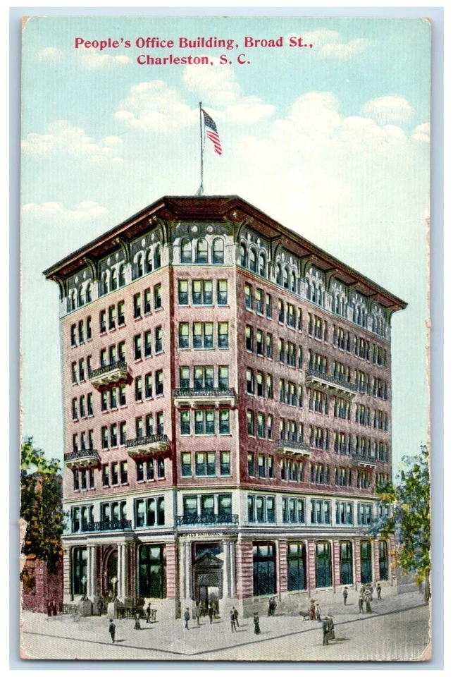 c1920s People Office Building Broad Street Charleston South Carolina SC Postcard - Image 1 of 2