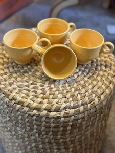 Vintage Homer Laughlin Coffee Tea Cups Marigold W/Tom And Jerry Rings Set Of 4 - Picture 1 of 5