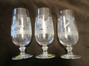 Vintage Crystal Kristall Goblets 3-Etched Woodland animals Germany 9 Oz. 1960's - Bild 1 von 14
