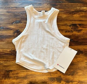 New Lululemon Hold Tight Cropped Tank Top Soft Ribbed White 0 2 6 8 10 12 14 - Picture 1 of 46