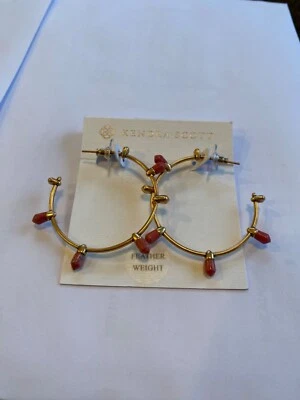 Pendientes de aro REG $88 KENDRA SCOTT Freida oxidados 14K GP/piedras preciosas Foto 1 de 4