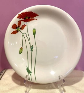 SET/ 6 LA PRIMULA DINNER Plates Made in ITALY Red POPPIES 10 3/8” EUC - Picture 1 of 11