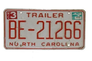 Placa de matrícula de remolque de Carolina del Norte BE 21266 - Imagen 1 de 2