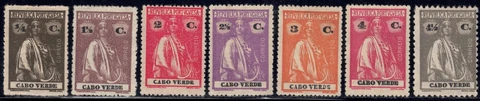 1914-26 Cape Verde SC# 144-154 - Ceres - 7 Different Stamps - M-H Cover