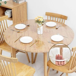 45-55 in PVC Elastic Table Cover, Clear Waterproof Plastic Round Tablecloth, ... - Picture 1 of 9