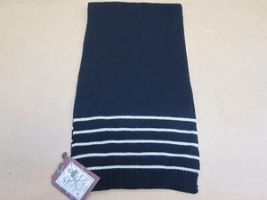 A. KURTZ Deck Stripe Scarf with Beige Stripes Acrylic "Navy" - Picture 1 of 3