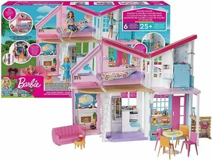Barbie Malibu House Childrens Doll House Playset Toy 25+ Accessories Fold-able - Picture 1 of 12