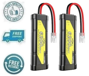 Neuf 7,2 V 6200 mAh batterie RC NiMH 2 pièces avec prise Tamiya pour voiture RC RC camion RC - Photo 1 sur 5