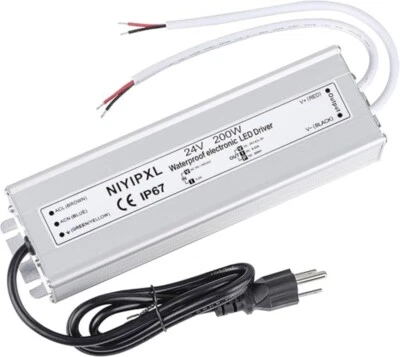 LED Driver 200 Watts 24V DC Low Voltage Transformer, Waterproof LED Power Supply - Image 1 of 4