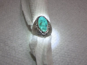 Vintage Navajo Türkis Sterling Silber Ring Größe 11 28 Gramm - Bild 1 von 8