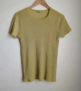 Thurley metallic gold thin knit short sleeve top Size S Christmas Party - Picture 1 of 7