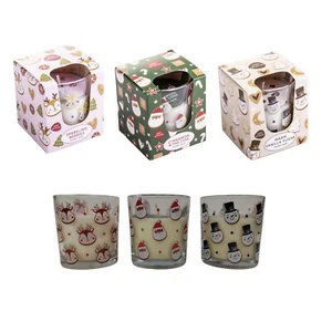 Set Of 3 Scented Christmas Candles In Festive Glass Jar Berries Vanilla Cinnamon - Picture 1 of 10