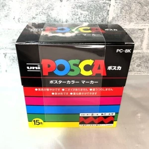 Uni POSCA PC8K15C Paint Marker Pen Bold Point Set of 15 Mitsubishi Pencil - Picture 1 of 7