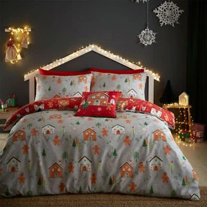 Duvet Cover Set 52% Polyester, 48% Cotton Gingerbread House by Bedlam in Grey - Picture 1 of 3