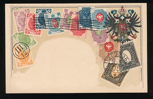 AK aus Russland mit Wappen und Briefmarken (371) - Imagen 1 de 2